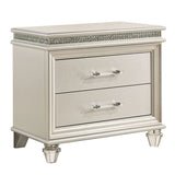 Classic Pearl White 1pc Nightstand Only Contemporary Solid wood 2-Drawers Felt-lined