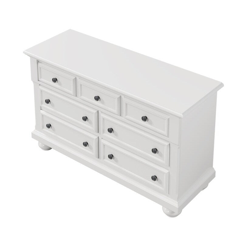 Classic Solid Wood 7-Drawers Dresser with Changing Topper, for Bedroom