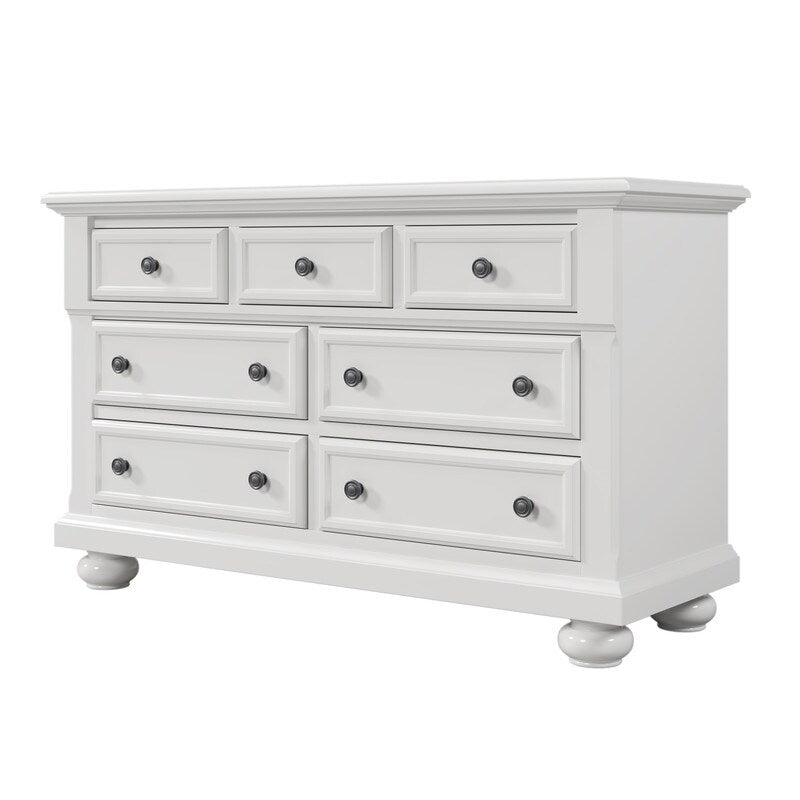 Classic Solid Wood 7-Drawers Dresser with Changing Topper, for Bedroom