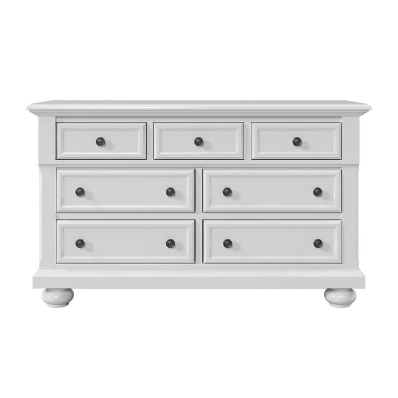 Classic Solid Wood 7-Drawers Dresser with Changing Topper, for Bedroom
