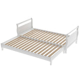 Classic Style Pine Wood Collapsible Platform Bed with 1 Under-bed Trundle, Twin, White