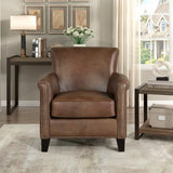 Classic Traditional Accent Chair Solid Wood frame Top-Grain Leather