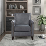 Classic Traditional Accent Chair Solid Wood frame Top-Grain Leather