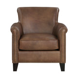 Classic Traditional Accent Chair Solid Wood frame Top-Grain Leather