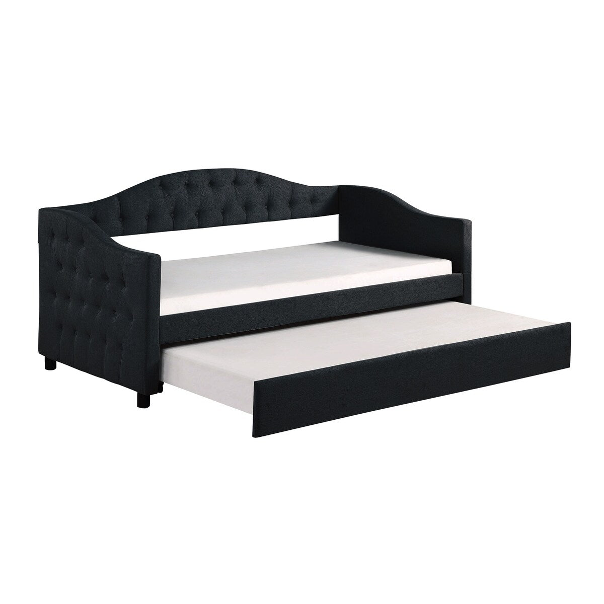 Classic Twin Size Comfy Upholstered Daybed w/ Trundle Bunk Bed Frame
