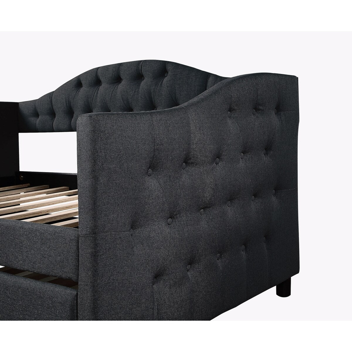 Classic Twin Size Comfy Upholstered Daybed w/ Trundle Bunk Bed Frame
