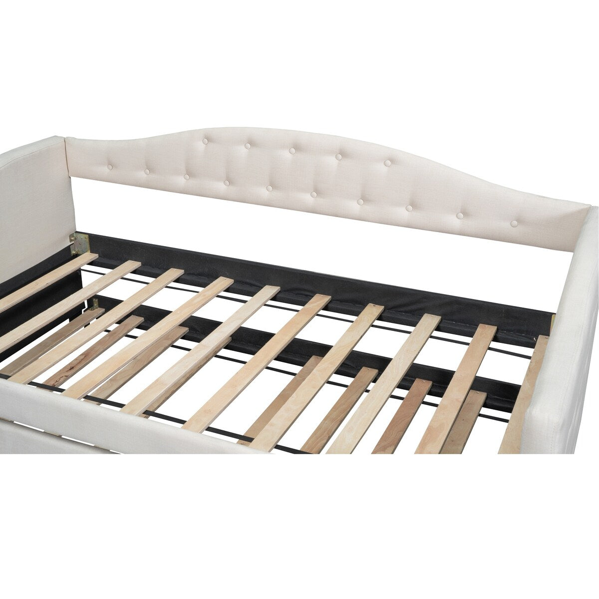 Classic Twin Size Comfy Upholstered Daybed w/ Trundle Bunk Bed Frame