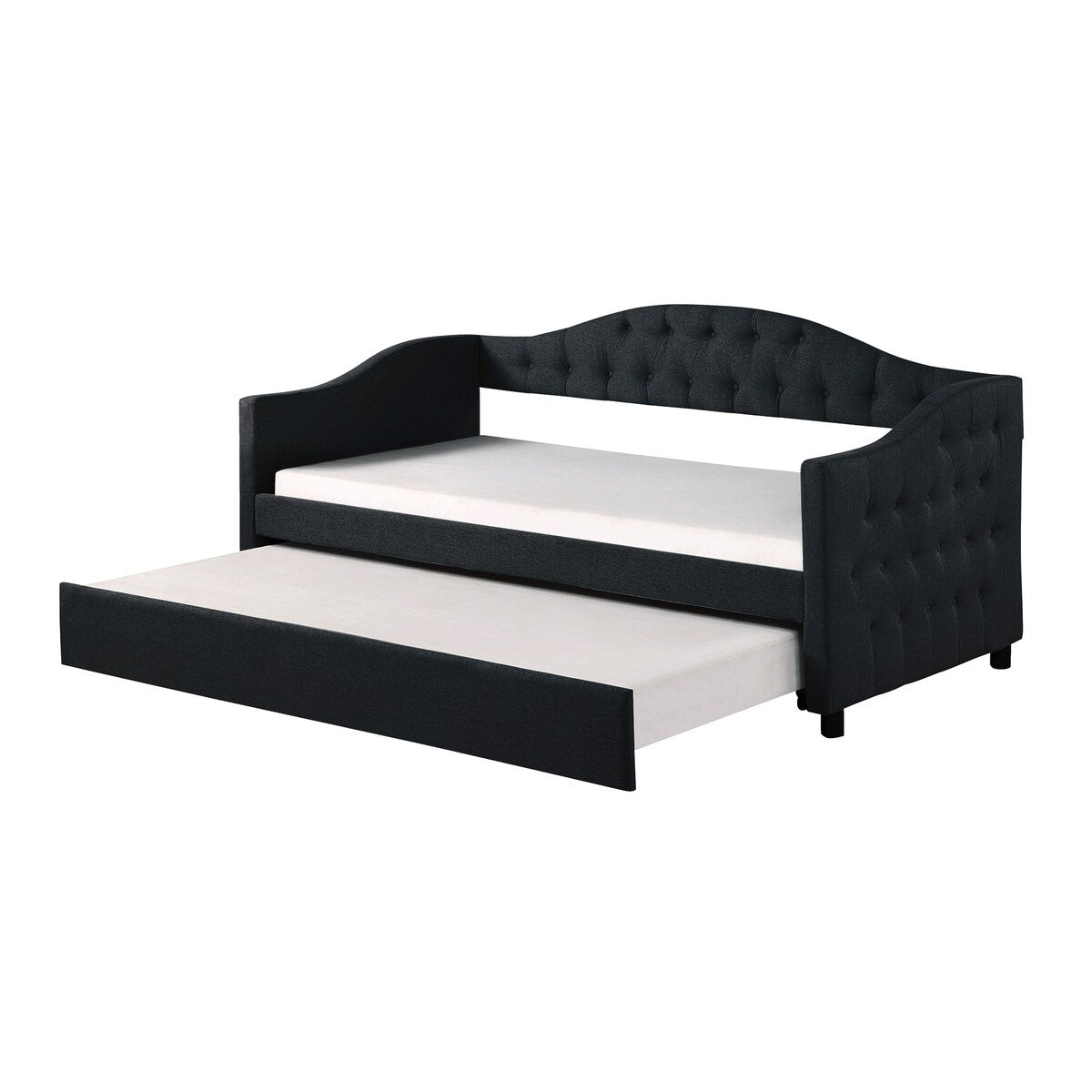 Classic Twin Size Comfy Upholstered Daybed w/ Trundle Bunk Bed Frame