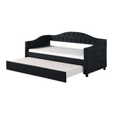Classic Twin Size Comfy Upholstered Daybed w/ Trundle Bunk Bed Frame