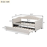 Classic Twin Size Comfy Upholstered Daybed w/ Trundle Bunk Bed Frame