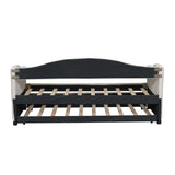 Classic Twin Size Comfy Upholstered Daybed w/ Trundle Bunk Bed Frame