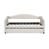 Classic Twin Size Comfy Upholstered Daybed w/ Trundle Bunk Bed Frame