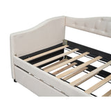 Classic Twin Size Comfy Upholstered Daybed w/ Trundle Bunk Bed Frame