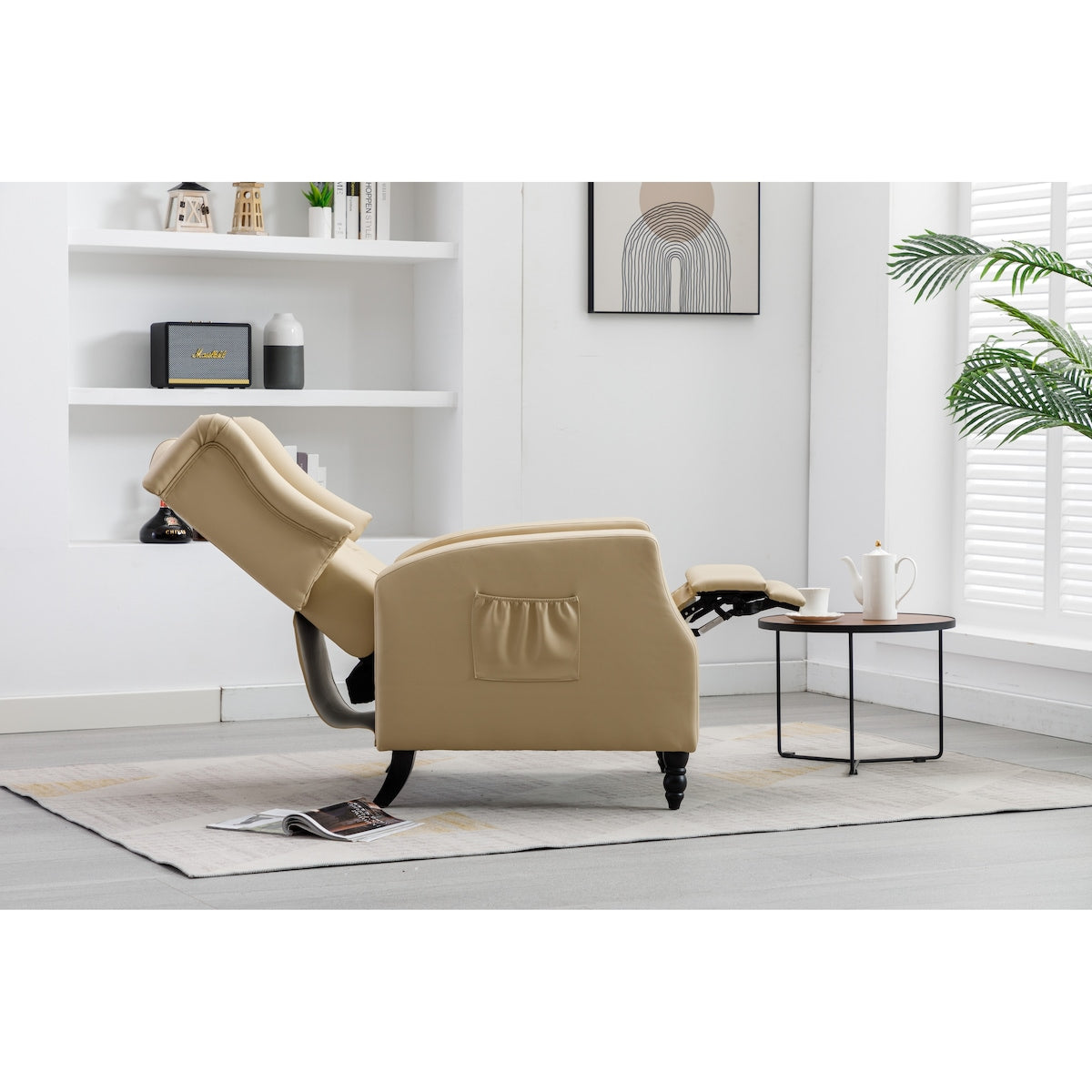 Classic Upholstered Accent Chair/ Adjustable Leather Leisure Single Chair with Footrest