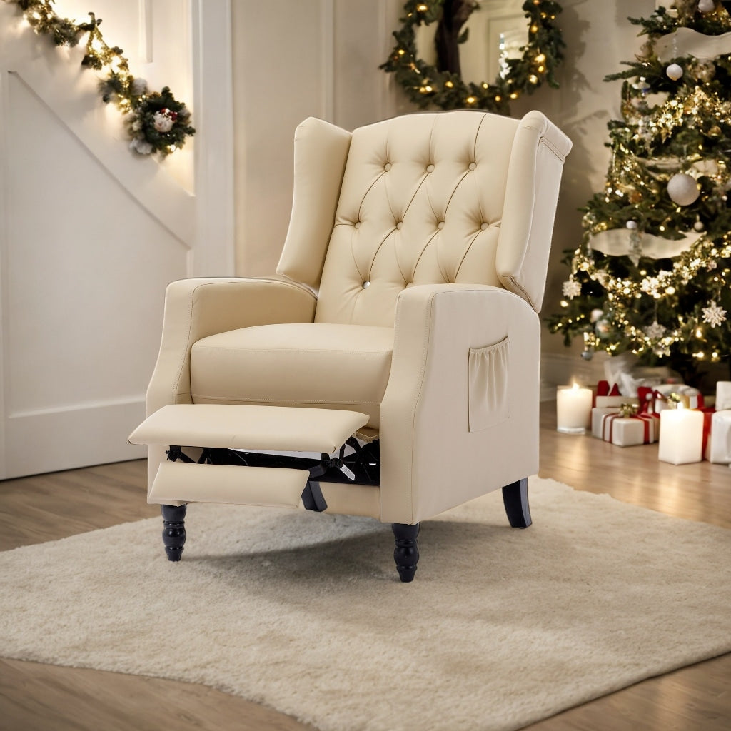 Classic Upholstered Accent Chair/ Adjustable Leather Leisure Single Chair with Footrest