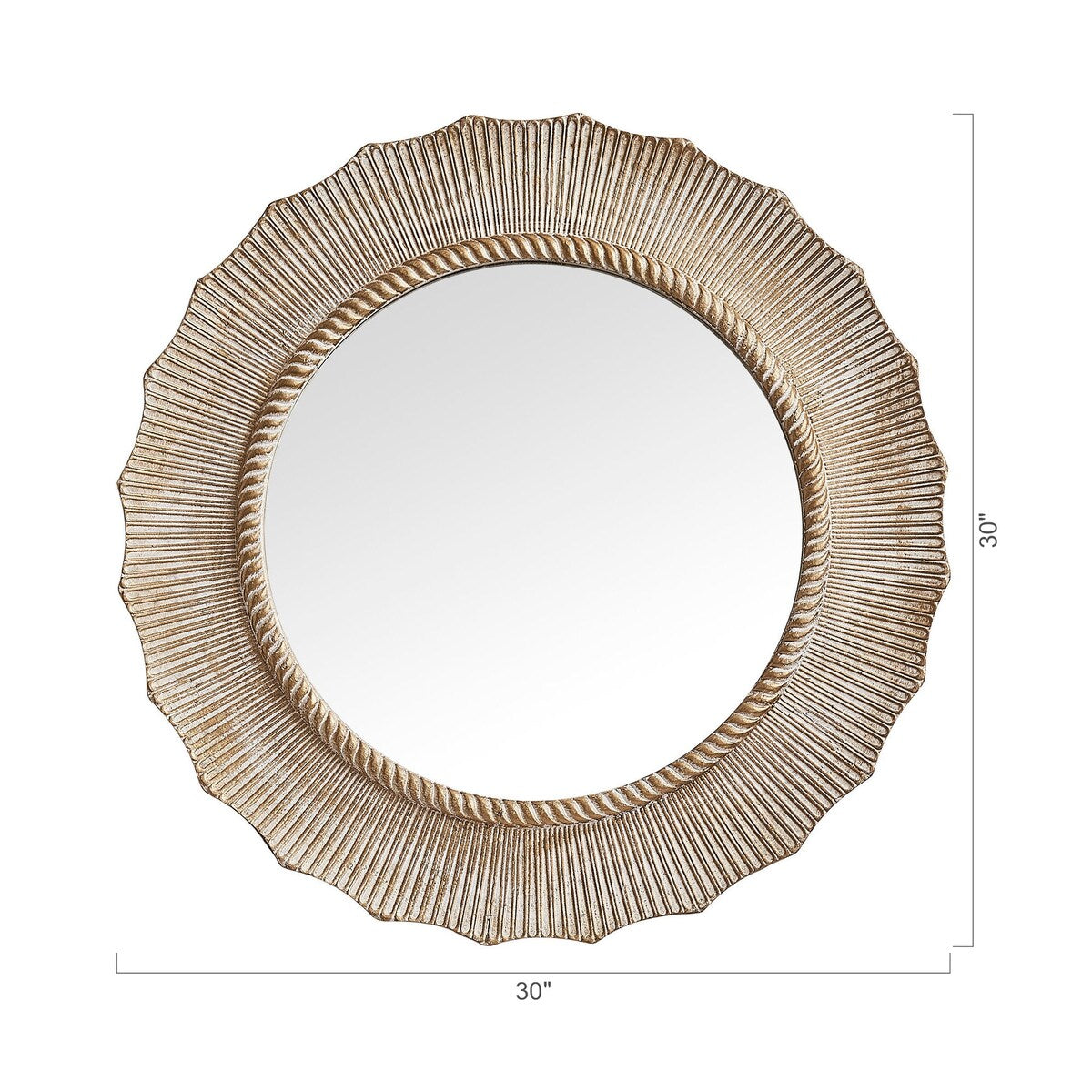 30-in Bohemian Beige Round Wooden Decorative Bathroom Vanity Wall Mirror