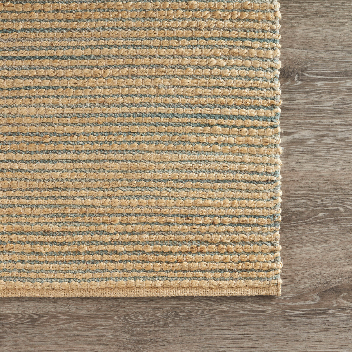 Sevita Organic Jute Woven Area Rug, Natural and Blue