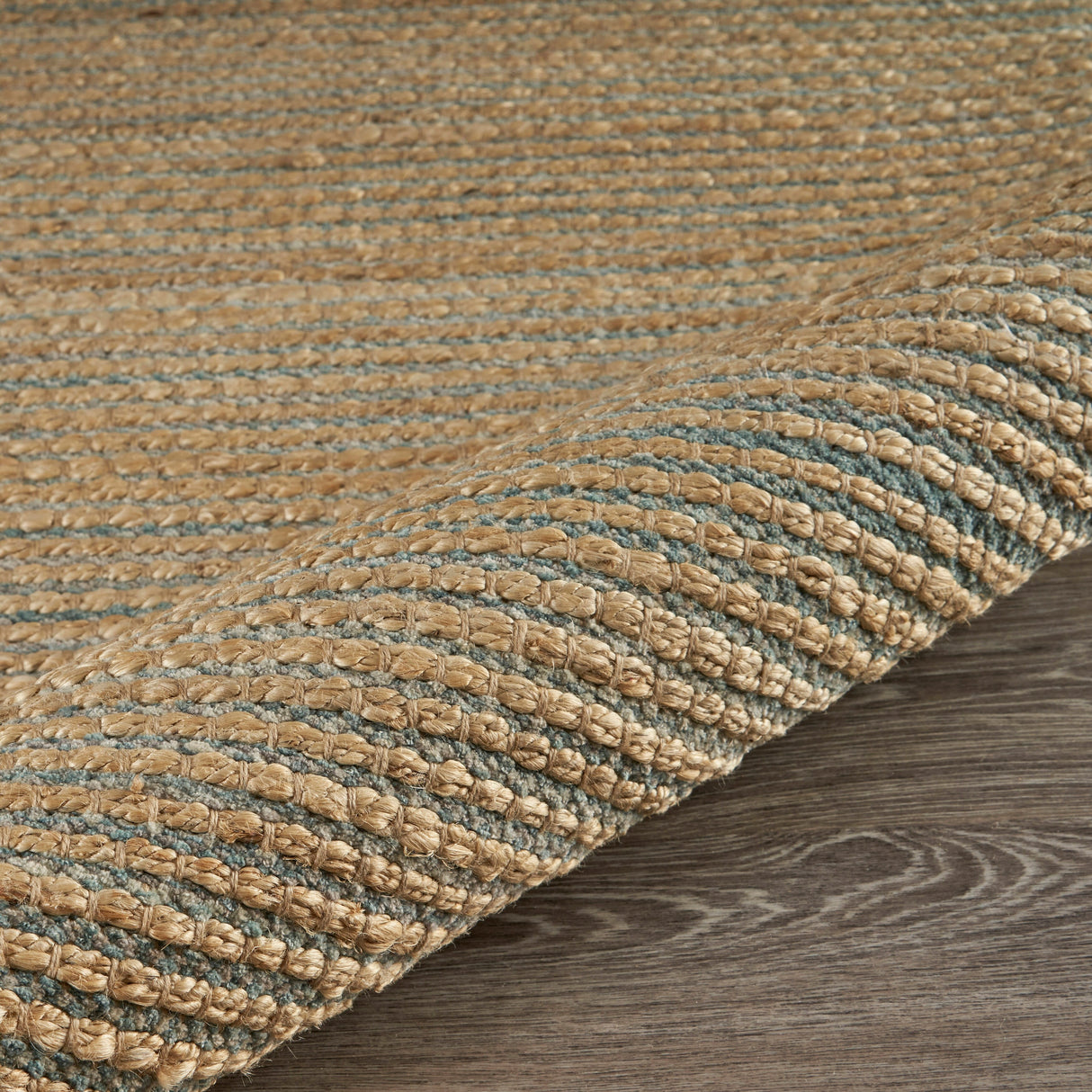 Sevita Organic Jute Woven Area Rug, Natural and Blue