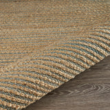 Sevita Organic Jute Woven Area Rug, Natural and Blue