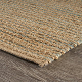 Sevita Organic Jute Woven Area Rug, Natural and Blue