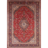 Classical Kashan Vintage Hand Knotted Persian Medallion Area Rug Red - 13'6" x 9'5"
