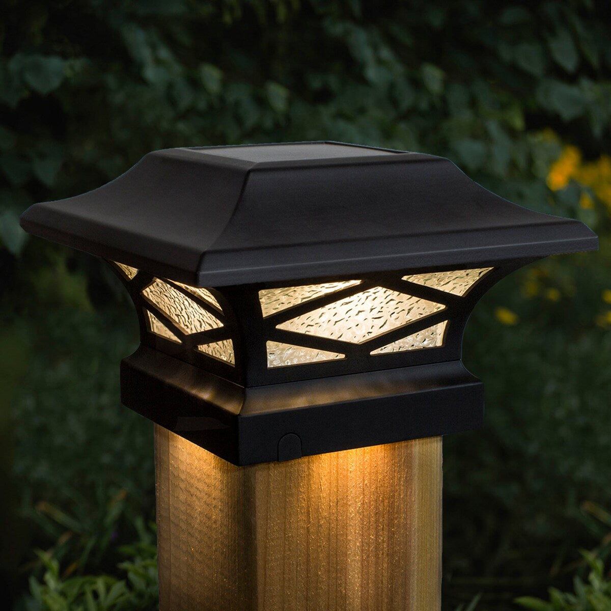 Classy Caps Kingsbridge Black Dual Lighted Solar Post Cap (Set of 2) - N/A