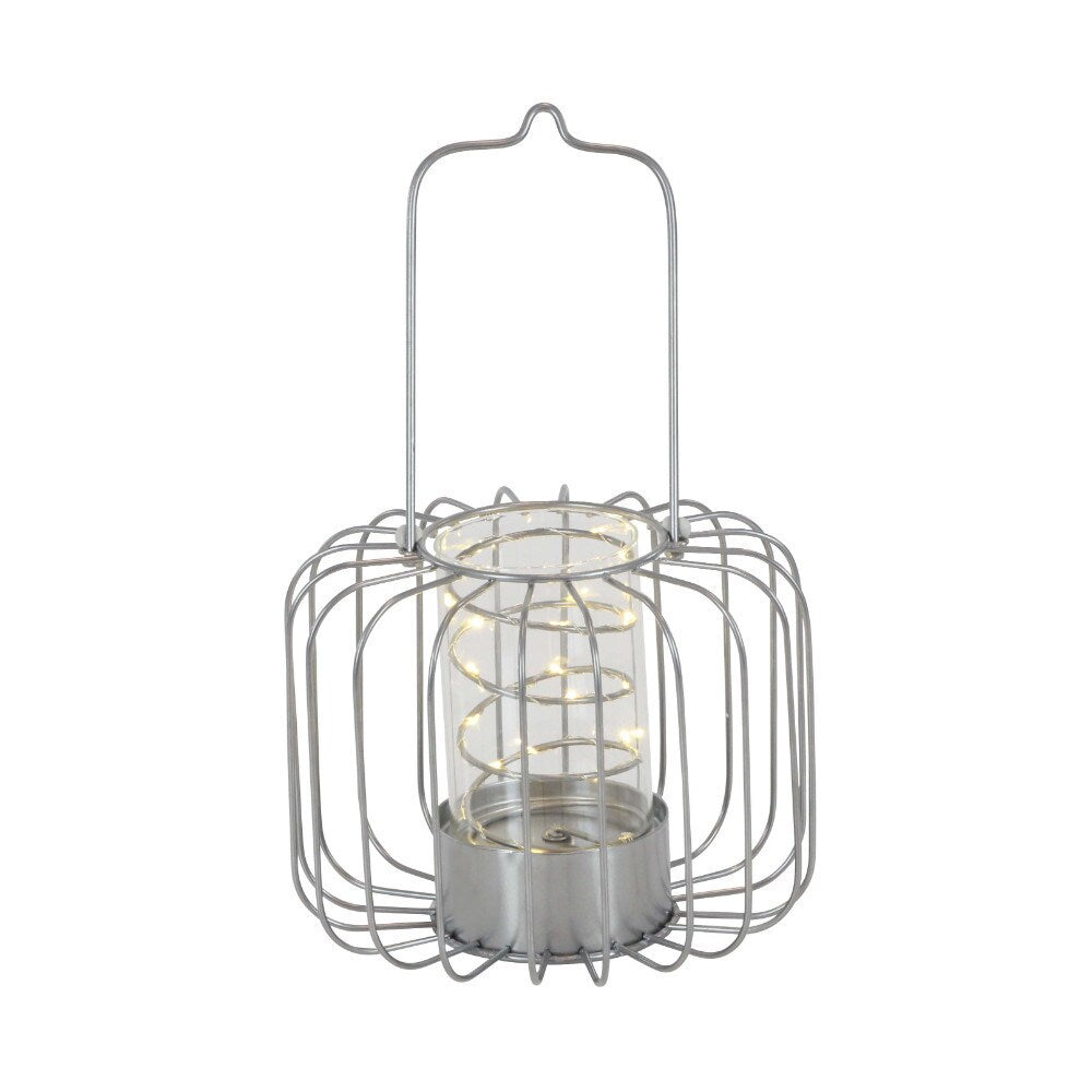 Benzara Silver Metal Glass Classy Lantern