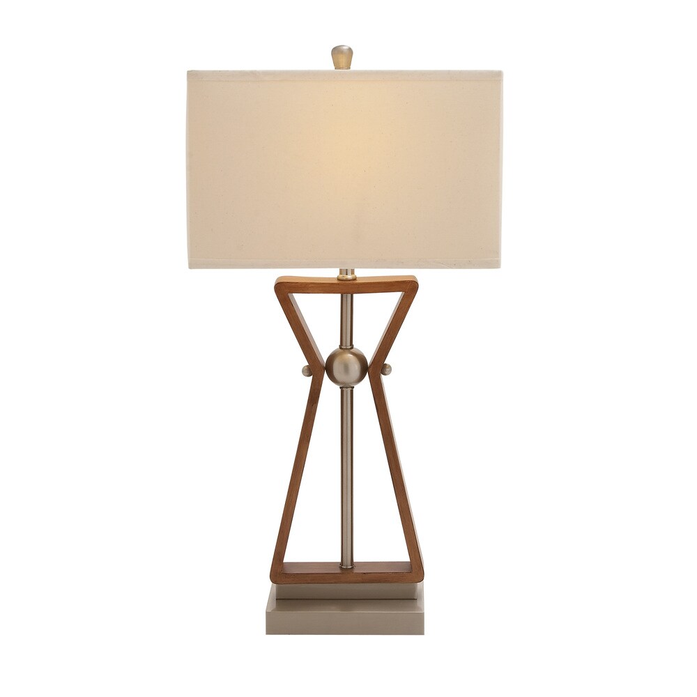Benzara Wood and Stainless Steel Task Desk Lamp