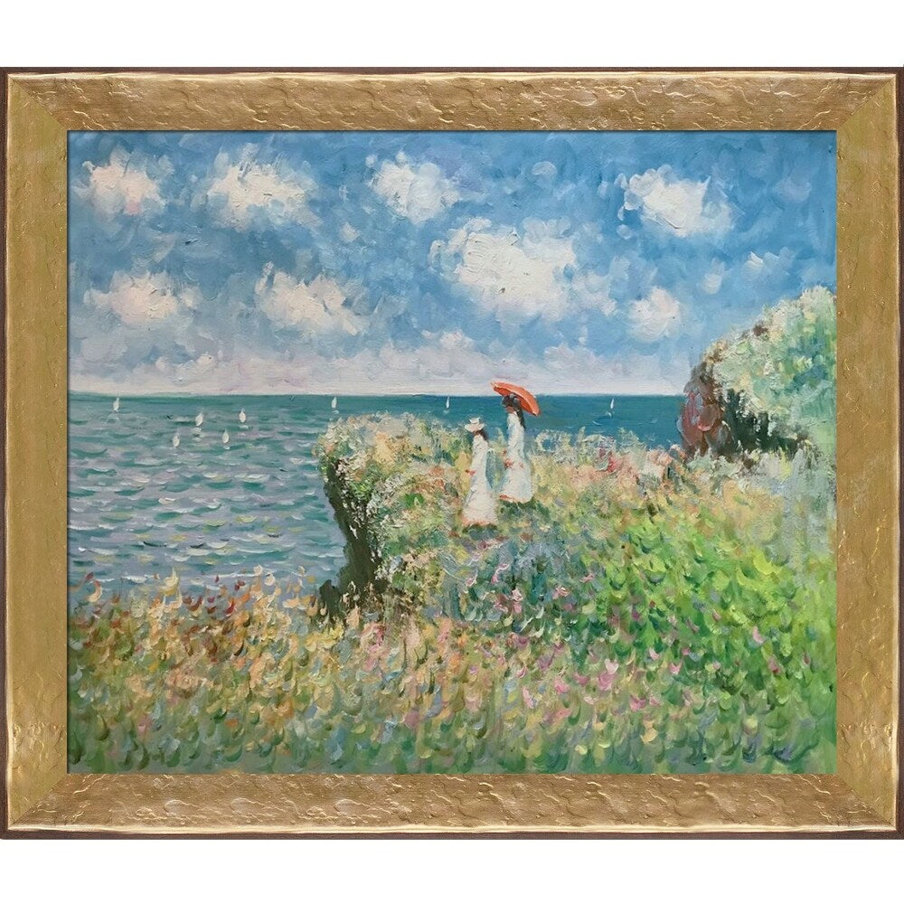 La Pastiche Claude Monet 'Cliff Walk At Pourville' Hand Painted Oil Reproduction