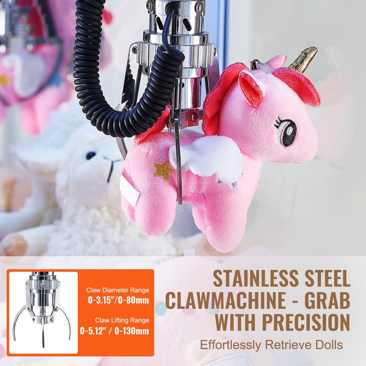 Claw Machine, 0-3" Jaw Diameter 0-5" Jaw lifting, Crane Prize Grabber Commercial Arcade Game Toys, Cool Fun Grab-And-Win Machine