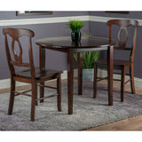 3 Piece Round Drop Leaf Table and Chair Set for Dining Area - 35.98 x 35.98 x 29.13 inches