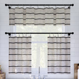 Clean Window Twill Stripe Anti-Dust Linen Blend Sheer Cafe Curtain Valance