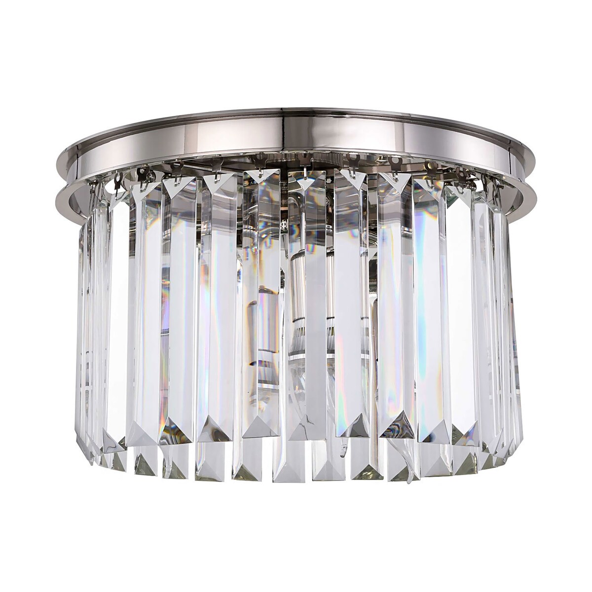 Clear Crystal Prism 3 Light 16" Polished Nickel Flush Mount - 10.50