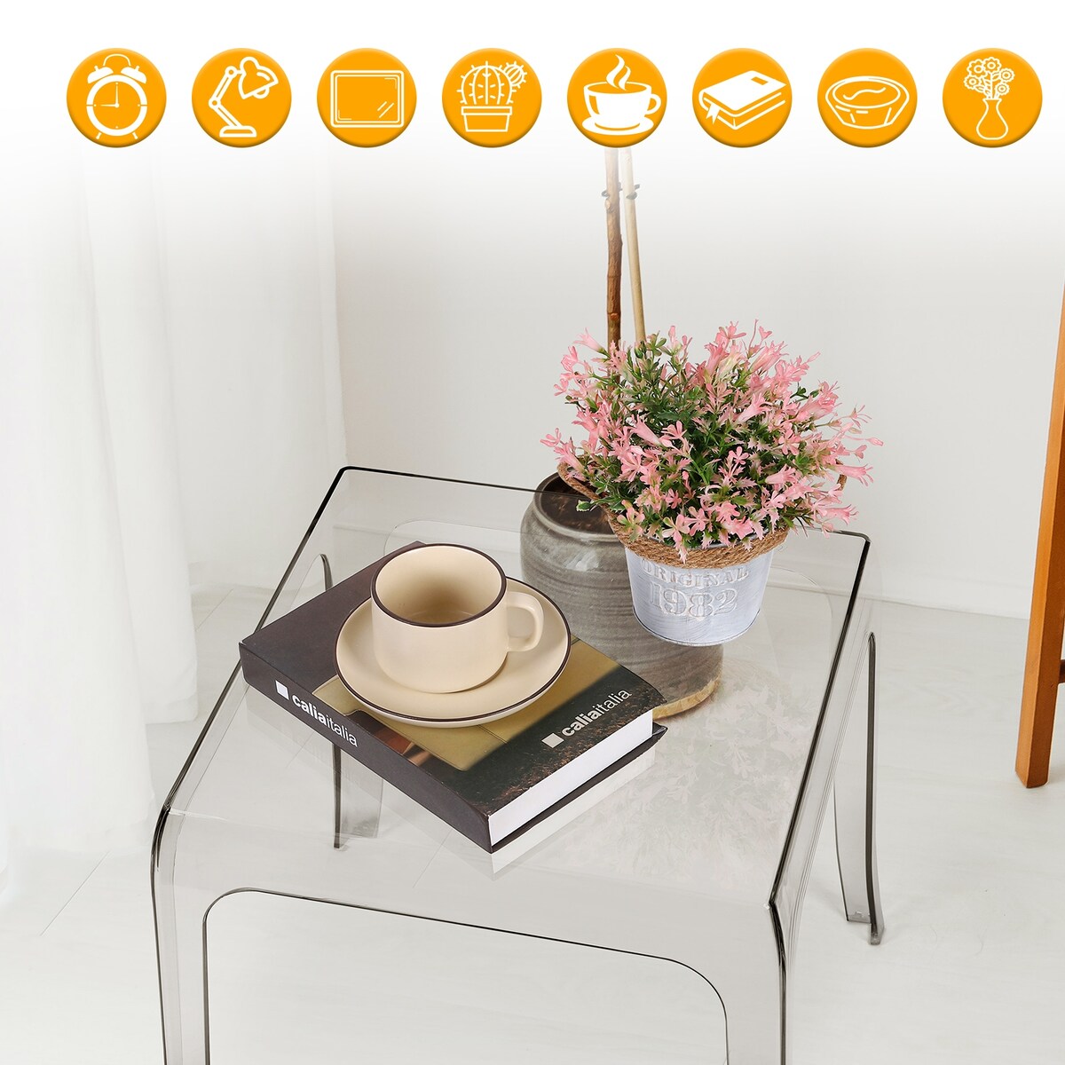 Clear End Table for Decoration - 1-PCS