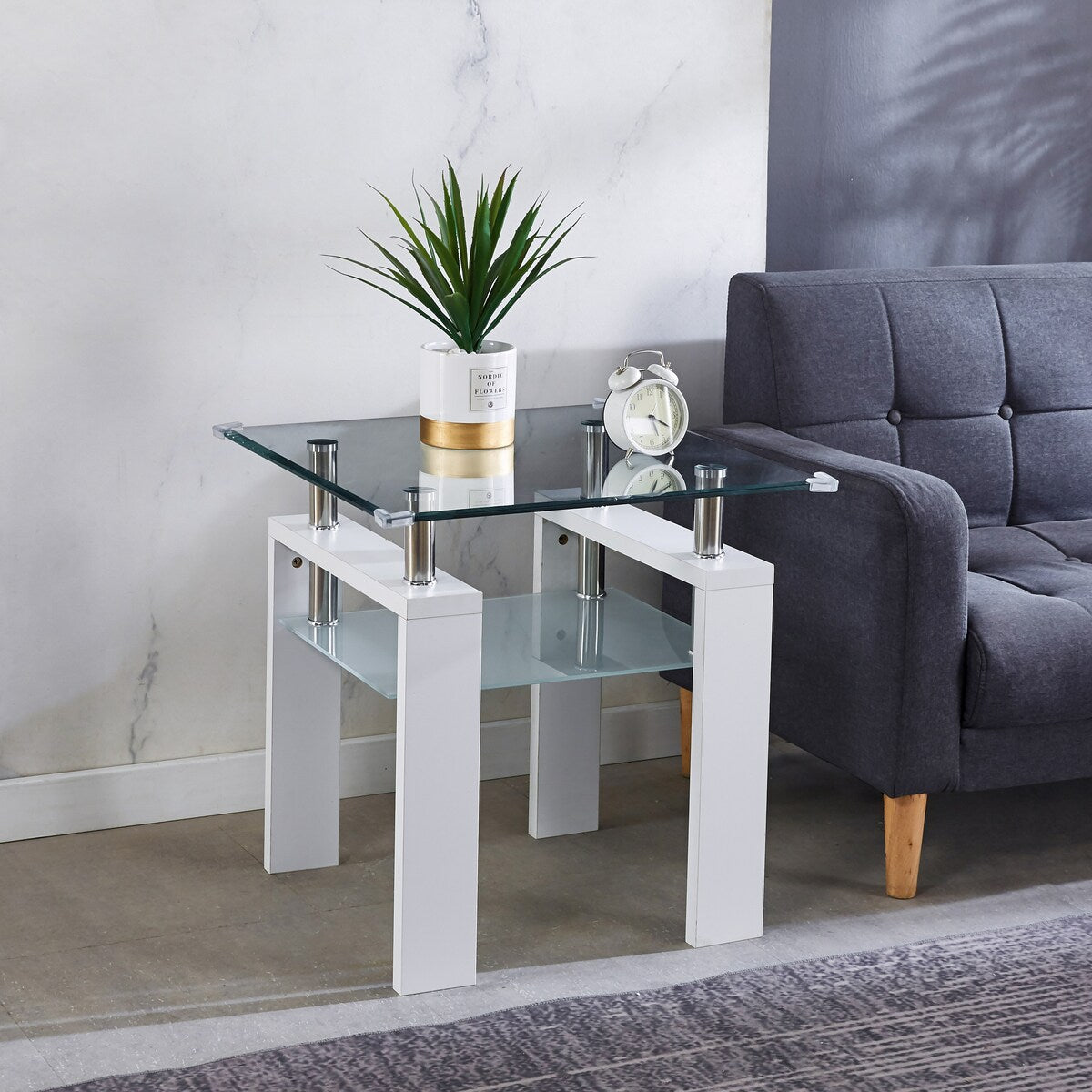 Clear Glass Top Side Table