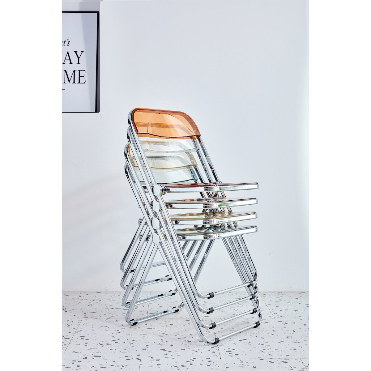 Clear Transparent Folding Chair Chair Pc Plastic Living Room Seat