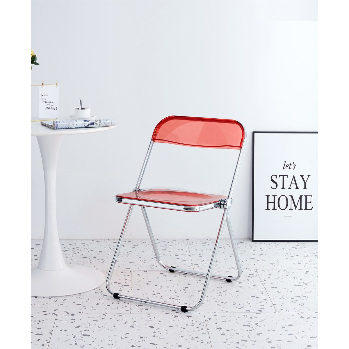 Clear Transparent Folding Chair Chair Pc Plastic Living Room Seat