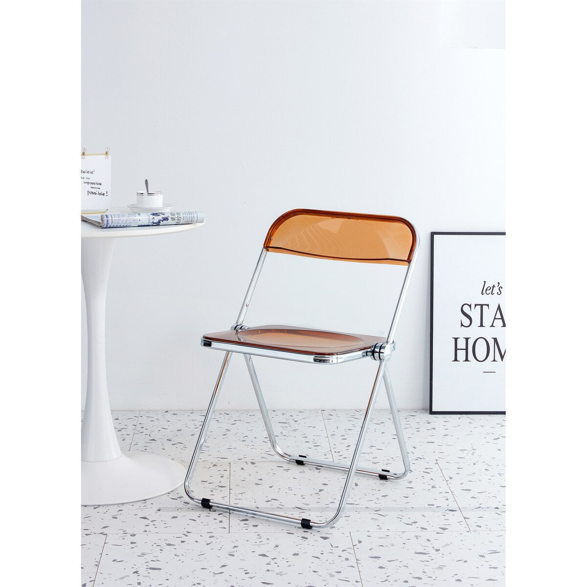 Clear Transparent Folding Chair Chair Pc Plastic Living Room Seat