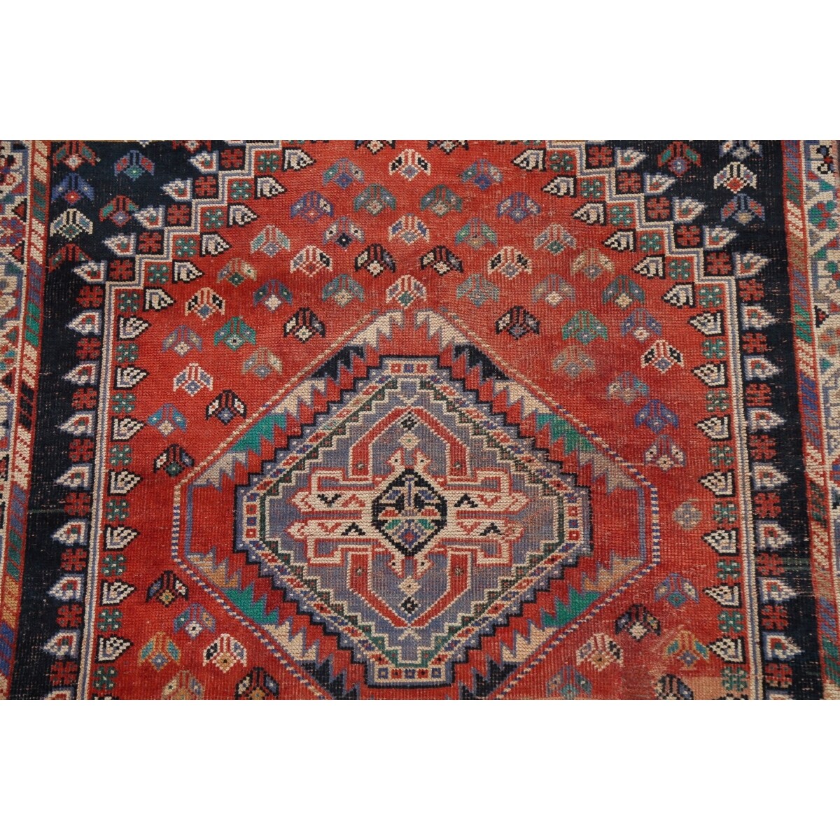 Clearance Antique Geometric Abadeh Persian Wool Area Rug Hand-knotted - 3'9" x 5'2"