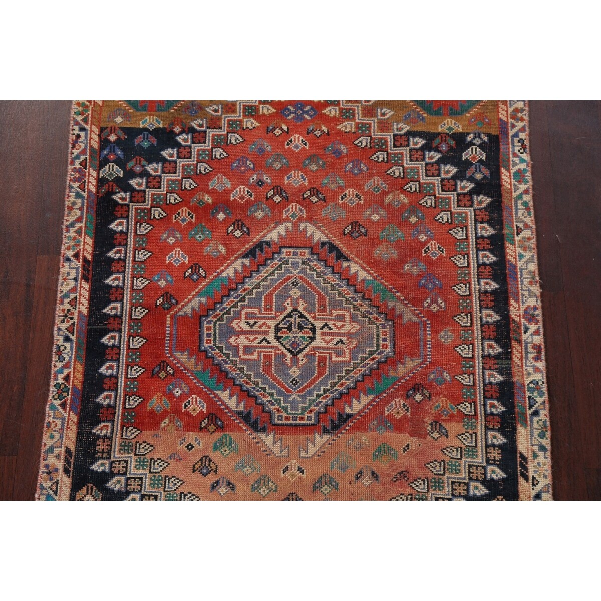 Clearance Antique Geometric Abadeh Persian Wool Area Rug Hand-knotted - 3'9" x 5'2"