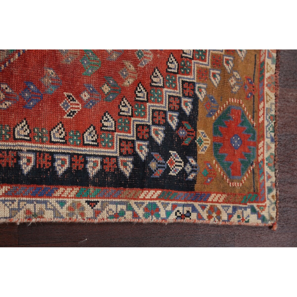 Clearance Antique Geometric Abadeh Persian Wool Area Rug Hand-knotted - 3'9" x 5'2"