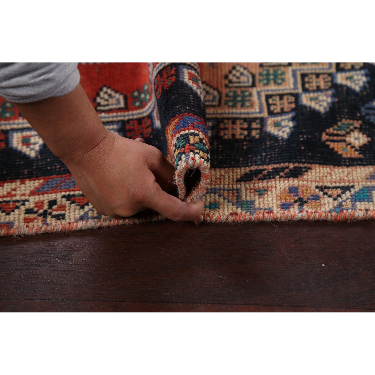 Clearance Antique Geometric Abadeh Persian Wool Area Rug Hand-knotted - 3'9" x 5'2"