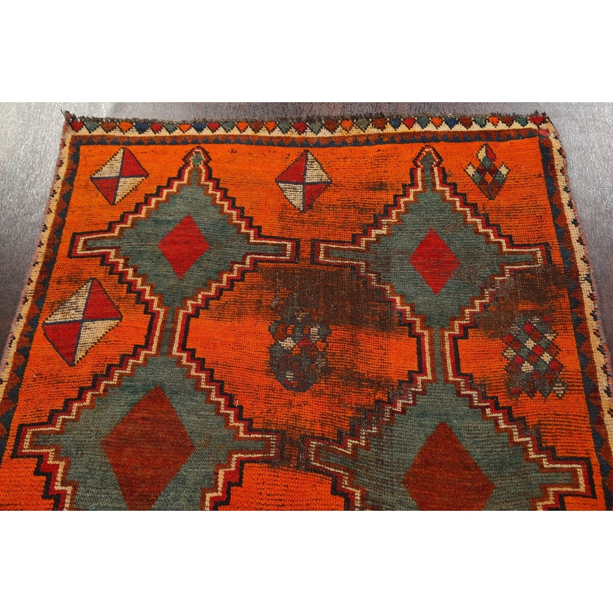 Clearance Geometric Qashqai Persian Wool Area Rug Hand-knotted Carpet - 3'7" x 6'9"