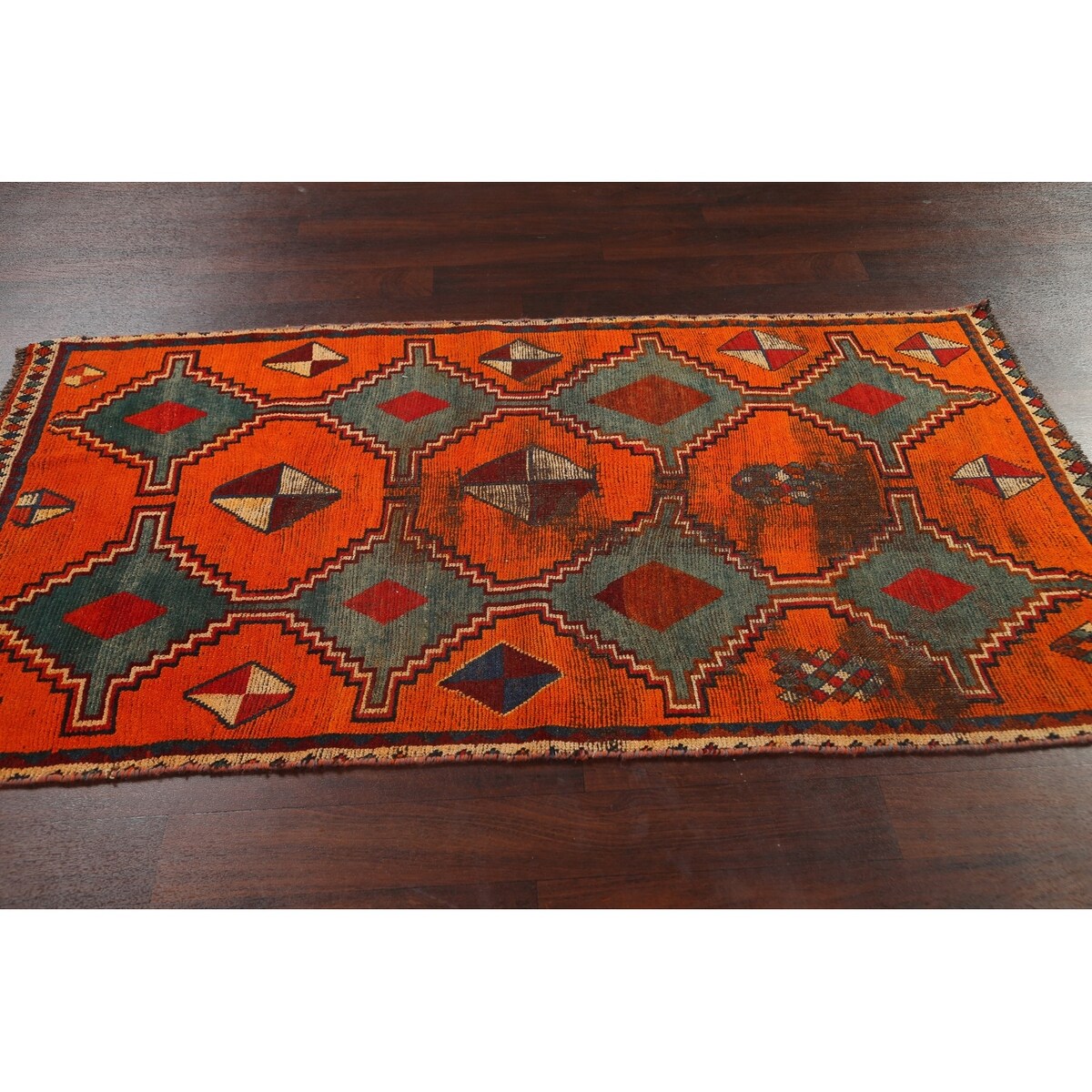 Clearance Geometric Qashqai Persian Wool Area Rug Hand-knotted Carpet - 3'7" x 6'9"