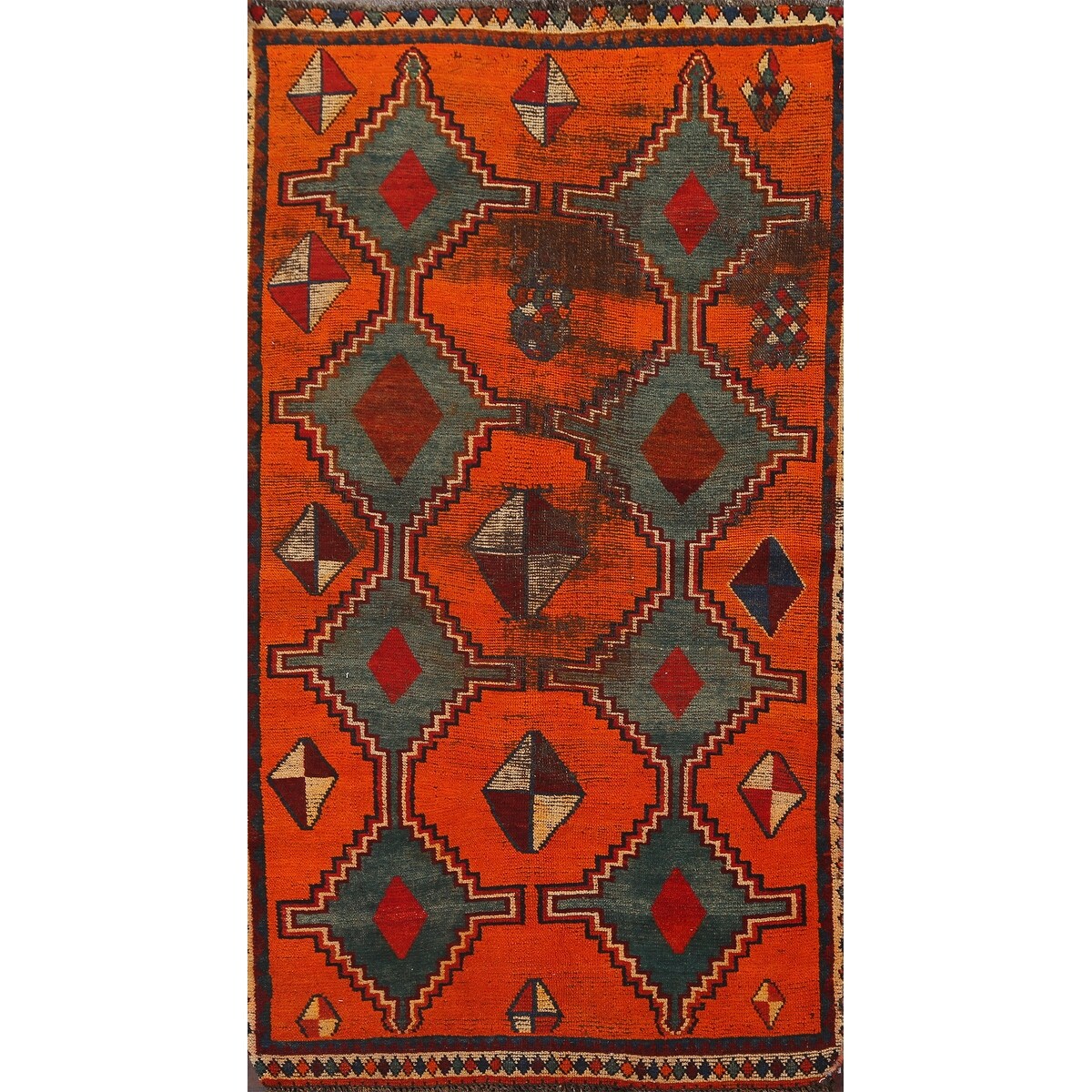 Clearance Geometric Qashqai Persian Wool Area Rug Hand-knotted Carpet - 3'7" x 6'9"