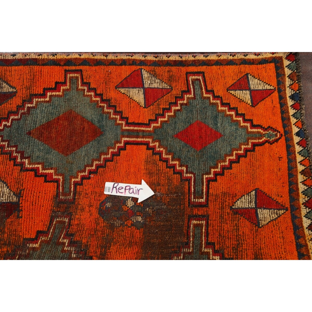 Clearance Geometric Qashqai Persian Wool Area Rug Hand-knotted Carpet - 3'7" x 6'9"
