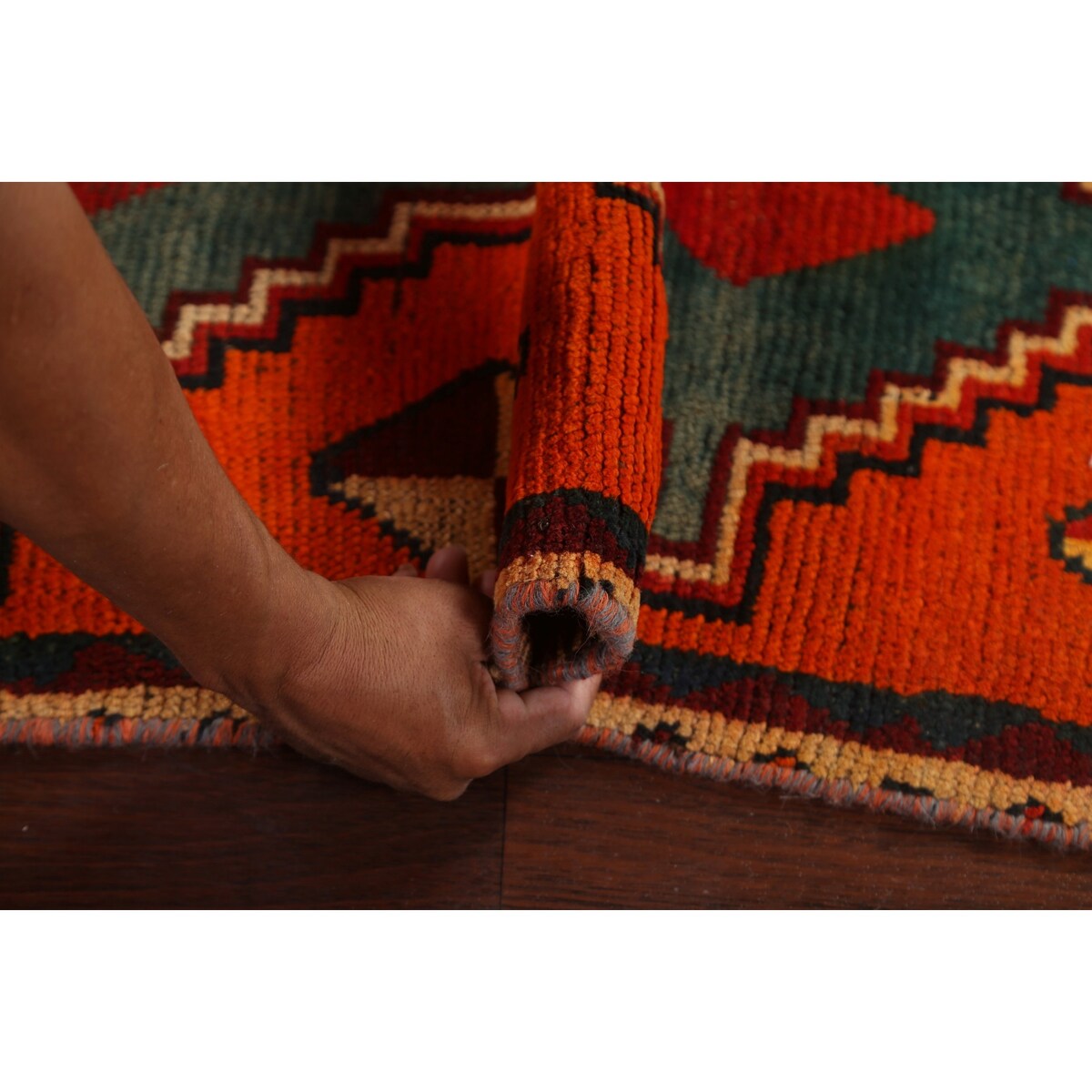 Clearance Geometric Qashqai Persian Wool Area Rug Hand-knotted Carpet - 3'7" x 6'9"