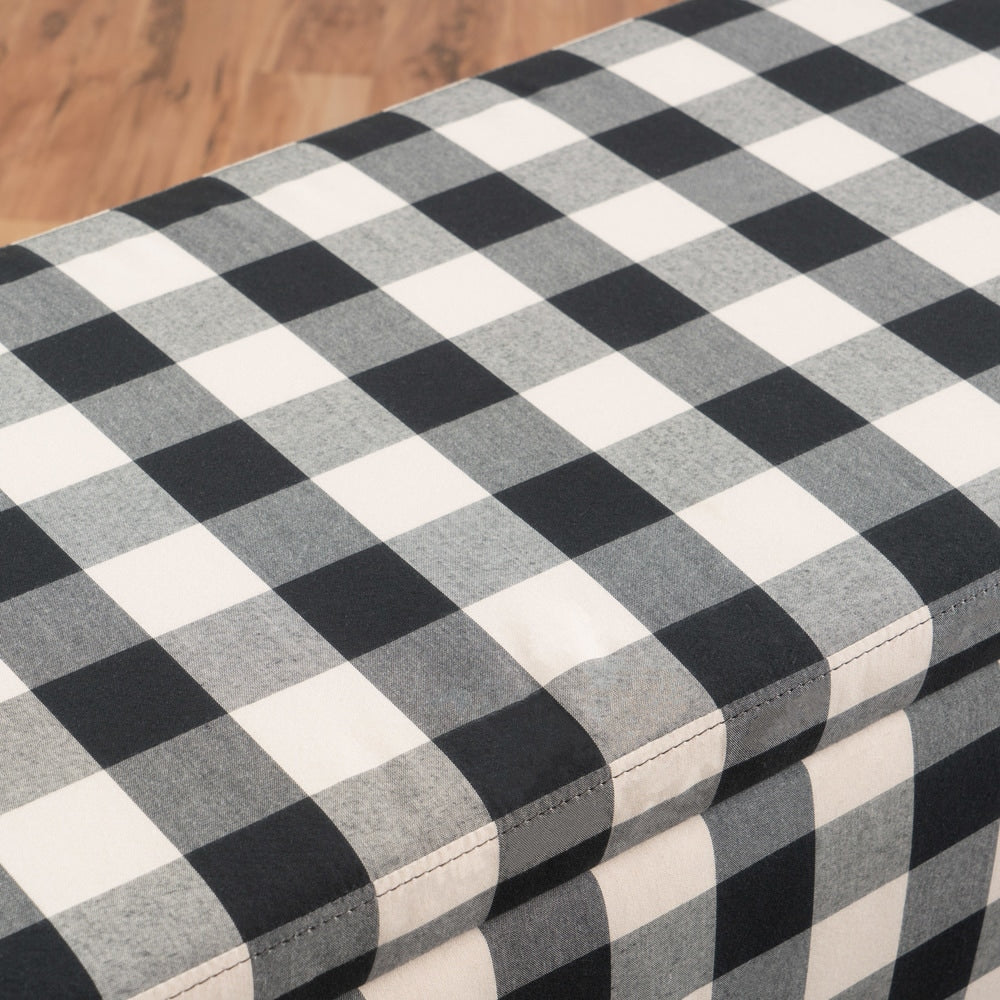 Cleo Checkerboard Pattern Fabric Storage Ottoman Bench by Christopher Knight Home