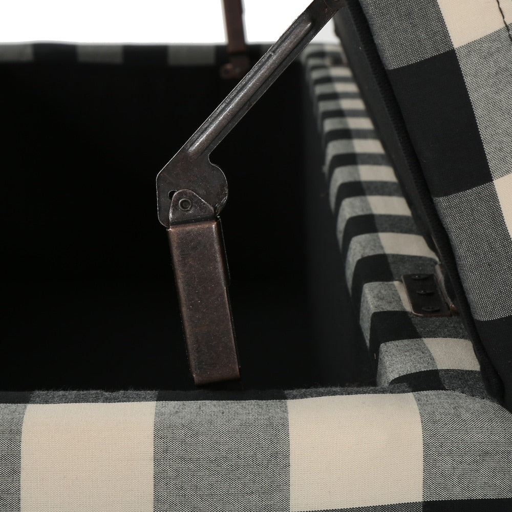 Cleo Checkerboard Pattern Fabric Storage Ottoman Bench by Christopher Knight Home