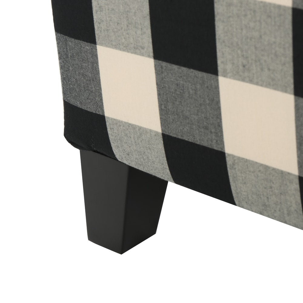 Cleo Checkerboard Pattern Fabric Storage Ottoman Bench by Christopher Knight Home